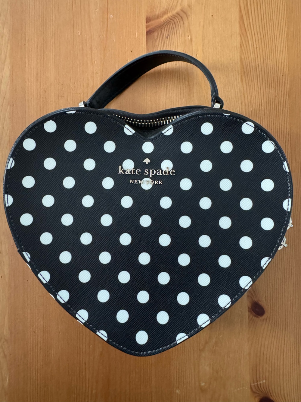 NWOT! Kate Spade Love Shack Black and White Polka Dot Heart Crossbody